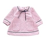Candykids　キッズ 女の子 可愛い長袖　コットン　長袖 Tシャツ ロンT カットソー　ガールズ ワンピース (110cm, ピンク)