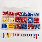 TSECO 300個絶縁圧着端子セット ミックスアソートコネクタ-セット 防水形圧着スリーブ 絶縁キャップセット防水型丸端子 Y端子メス オス接続端子 メススペードコネクター 300セット3色18タイ