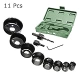 木工ホールソー Drillpro ホールソーセット 超硬 高速鋼 木工用穴あけ ドリルビット 木工 アルミ 石膏ボード ステンレス スチロール 等 用 11点 穴あけセット 19-64mm