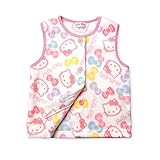 (ピンク/80cm)ベビー服 女の子 スリーパー ベスト パジャマ Hello Kitty ハローキティ フリース 総柄 前開きボタン 女児 ベビー