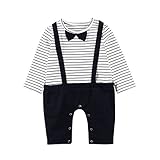 Baby Nest ベビー服 紳士 長袖 カバーオール ロンパース ボーダー柄 男の子 コットン ネイビー 9-12M