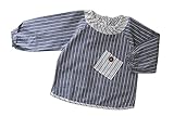 BABY tree こども 防水 長袖 スモック 幼稚園 保育園 にも！男の子 女の子 (90, 後ろ ボタン ／ ブルー)