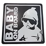 BABY ON BOARD 赤ちゃん 乗車中 (16cm マグネット ステッカーブラック)