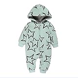 スター ロンパース カバーオール 冬春ベビー服 新生児 水色グリーン70CM