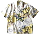 [ヒューストン] ハワイアンシャツ(鷹) 和柄 総柄 半袖 アロハシャツ 41108 イエロー／L