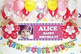 A043☆RED風船セット■お誕生日を飾りましょ♪　【 写真+名前入り 横断幕♪誕生日バナー】/ 誕生日横断幕　パーティー装飾用品◆REDバルーン装飾SET◆