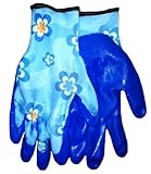 Carolina Gloves 11451M Elite Royal Blue Polyurethane Coated Floral Nylon Knit Gardening Glove, Mediu