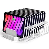 Unitek 2023 USB充電ステーション 10ポート USB C 卓上充電スタンド 120W PSE認証済 10台同時充電 1.5A/2.4A/3A スマートIC搭載 複数台対応 Android/iPhone/iPad/Kindle/タブレット/PSP 仕切り板 間隔調整可能 収納便利 ホワイト