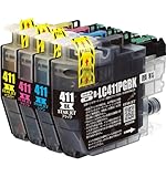brother ブラザー LC411 (PGBK/C/M/Y)【顔料4色】 最新 互換 インクカートリッジ 411 LC411-4PK インク DCP-J526N J914N J926N-W J926N-B J1800N J528N J928N J915N J928N-W J928N-B MFC-J739DN J904N J739DWN J939DN J939DWN J905N