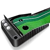 Mibril パターマット ゴルフ練習パット ボール止め パッティングマット スイング練習 自動返球 人工芝 パター技術向上 折り畳み 収納しやすい(幅30cm×長さ3m，プレート付き)