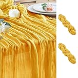 Wokceer チーズクロス テーブルランナー 感謝祭 10フィート ブラッシングピンク ボーホー ガーゼ チーズクロス テーブルランナー パーティー用 長く素朴なシアーテーブルランナー ベビーブライダルシャワー ウェディング イースターテーブル用