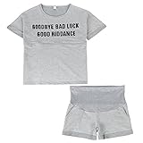 マタニティ スウェット セット アップ 半袖 半ズボン ルームウェア ハーフ パンツ 授乳口 付 スエット (XL)
