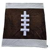 Cozy Wozy Football Themed Minky Baby Blanket, Brown/White, 30 x 36 by Cozy Wozy