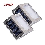 Poilee led ソーラーライト 防水 階段ライト 夜間自動点灯 壁掛け 屋外照明 防犯 庭 玄関 階段 2点セット A017-1
