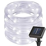 LE ロープライト ソーラーライト ガーデンライト 10m 100LED ポータブル 環境の光センサー 防水 白色 クリスマス 結婚式 パーティー