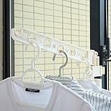 Moobom　物干し　省スペース　ハンガーラック　室内室外兼用　ベランダ物干し　窓枠　