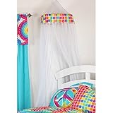One Grace Place Terrific Tie Dye Canopy (Mesh), Aqua Blue, Royal Blue, Purple, Yellow, Green, Orange