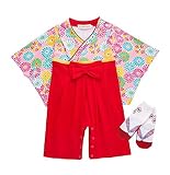 Marchen Rose 袴 ロンパース（靴下付き） 和装 和服 新生児 お宮参り (70, カラフル)