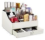 TohoRyu 化粧品収納ボックス メイクケース コスメ収納スタンド 引き出し コスメ収納ボックス 化粧品入れ ジュエリーボックス 小物 収納 クリア アクセサリー (ホワイト)