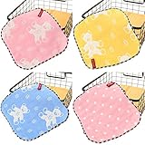 HUHU ガーゼハンカチ ベビーハンカチ 4重ガーゼ バスタオル 4枚セット 新生児 ループ付き (クマ)