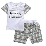cuteadoy Boys Tシャツと短パン2 Piece Outfit Set for 1 to 5年オールズモビルLittle Boy 120(4Years) ホワイト CAD-XZ04
