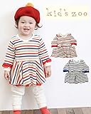 【子供服】 kids zoo (キッズズー) ボーダーベロアチュニックワンピース 70cm～95cm W64303