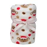 Baby Girl Sock Monkey Coral Plush Boa Blanket by Baby Starters - Pink - Not Applicable [並行輸入品]