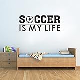 World Cup　ウォールデカールステッカー リビングルーム用ステッカー 高さ45×幅57cm ブラック Life Is Simple Eat Sleep Play Soccer is my lif