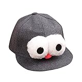 ベビー用ハット Hosam　子ども　野球帽子　鳥打ち帽子　目玉　可愛い飾り　春　秋　冬　防寒　お出かけ用　赤ちゃん　誕生日 出産祝い 記念写真の衣装にベビー 防寒帽子 (グレー)