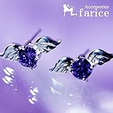 エンジェルフェザー天使の羽デザイン ラウンドブリリアントカットアメジストカラーキュービックジルコニア装飾