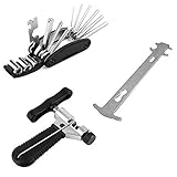 RUNACC 自転車工具セット バイクメンテナンス工具 多機能修理ツール 携帯便利 7本六角レンチ リングスパナ マイナスドライバー プラスドライバー チェーンカッター　16点セット (B)