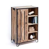 LOWYA （ロウヤ） キャビネット 棚 ラック リビング収納 可動棚 リビングキャビネット インダストリアル スチール脚 マンゴー材 幅83㎝ ナチュラル/ブラック