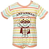 【本体綿100％】2016年 夏物 アンパンマン 天竺 カラフルボーダープリント 半袖ロンパス ロンパース カバーオール Anpanman オレンジ◇70cm
