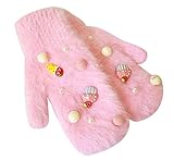 女性のミトン暖かい素敵な手袋アイスクリーム冬の手袋、ピンク