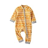 Milkiwai ベビー長袖ロンパース パジャマ ルームウェア カバーオール 部屋着 春秋 女の子 男の子 暖かい size 80 (イエロー)