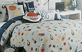 Authentic Kids Reversible Cotton Quilt Space Shuttle Spaceship Stars Planets Twin [並行輸入品]