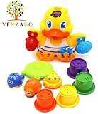 VERZABO SEASIDE DUCKLING LINKING & SORTING SET - bath toy set for 12 months plus babies [並行輸入品]