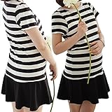 (マーシェル) Marshel 授乳口付 ミニ ワンピース ボーダー かわいい カジュアル マタニティー服 授乳服 楽ちん XLサイズ ブラック×ホワイト