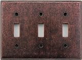 クラシックアクセントMottledアンティーク銅3ギャング壁プレート – 3つToggle
