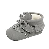 子供シューズ Hosam キーズシューズ ブーツ 冬　フリンジ ベビー可愛い靴 ファーストシューズ 女の子 男の子 可愛い ふわふわ お洒落 (11cm, グレー)