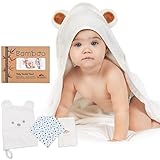 mytinyone Largeフード付きベビータオル100 %有機竹| Softestバスタオル+ Washcloth Set for Girls & Boys | Perfectサイズfor乳幼児|