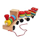 (トイホーム)Toy home三節小汽車　木製形三節児童の知能の教育玩具おもちゃ　教育贈り物