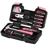 VonHaus Pink Tool Set (39-piece) - General Household Hand Tools Kit with Plastic Toolbox Storage Cas