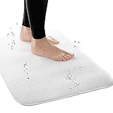 YOLER Bath mat-非スリップMachine Washable Bath RugシャワーRug (ホワイトS ) ホワイト