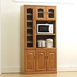 日本製 カントリー風 幅90cm オープンダイニングボード レンジ台 完成品 (ライトブラウン)