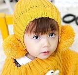 【Kan Sei+】帽子＆くまマスコット＆ケープ セット ポンチョ よく動く子供でも肩や耳を冷やさないから温かさ持続　ニット帽子 /毛糸/手編みなので赤ちゃんの頭にも安心 (ピンク)