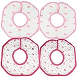 MyKazoe Ultra Soft Round Bibs With Waterproof Backing And Snaps - Set of 4 (Pink love) by MyKazoe