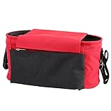 elfishjp ベビーカー用バッグ ベビーカー バッグ 多機能バッグ 小物入れ ベビーカー収納バッグ ベビーカー収納ポケット (レッド)