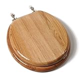 Comfort Seats C2B1R17BN Designer Solid Wood Toilet Seat with Brushed Nickel Hinges, Round, Oak by Co