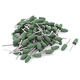 uxcell 軸付き砥石　研磨　ルーター　ゴム砥石　マウントポイント　3mm x 10mm　50mm　グリーン　ゴム　金属　100個入り